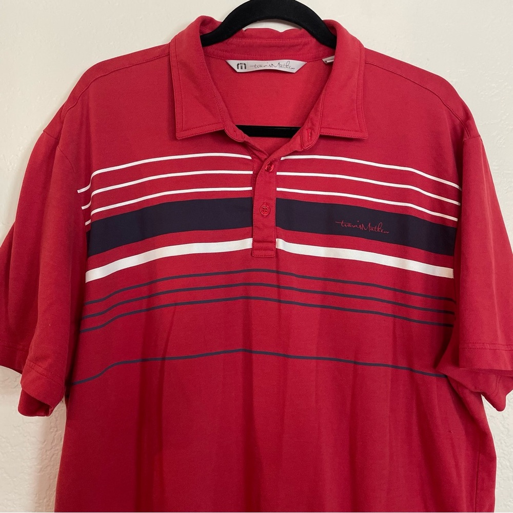 Travis Mathew Red Polo with Stripes